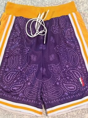Collect & Select x Trillest Lakers Paisley Mesh Shorts - L - Purple/Gold